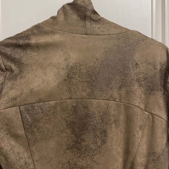 ZARA Faux Suede short jacket in Chocolate Brown with zip in Size L! Super soft! - Picture 6 of 10